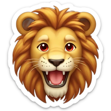 Smiling lion with Red Hearts in the eyes love sticker
