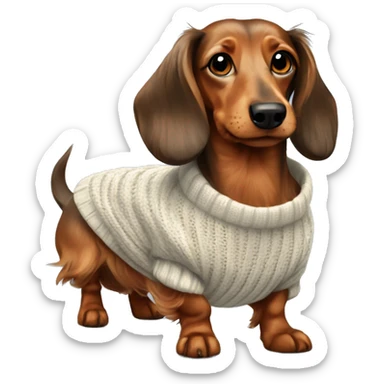 long haired dachshund in a sweater sticker