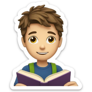 european boy reads a book sticker