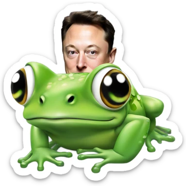 Elon musk with a frog on his head sticker