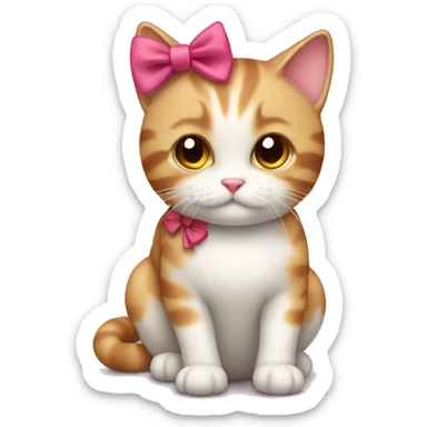 Cute cat with a bow sticker