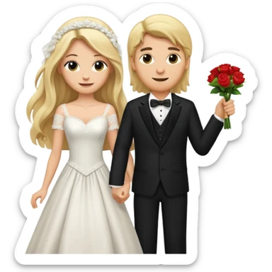 Happy Wedding couple blonde bride long hair and long black hair Chinese groom


 sticker
