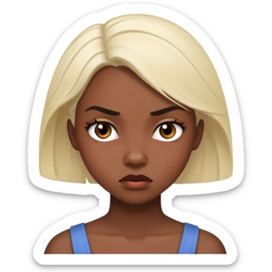 Envy - feeling of discontent at another's advantages or possessions - young plain girl looking angrily at a very pretty black girl  sticker