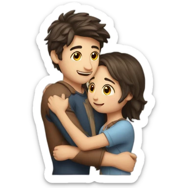 Girl hug guy friend european sticker