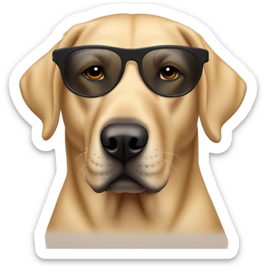 tan Labrador retriever with black sunglasses on sticker