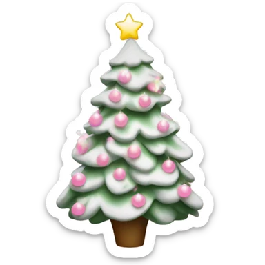 white christmas tree with light pink decorations  sticker