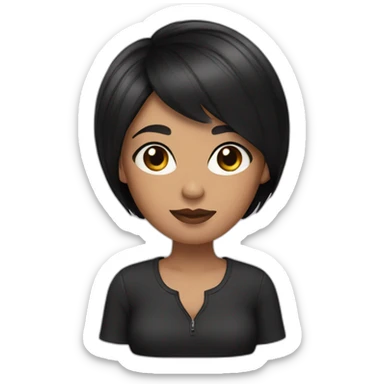 girl with black pixie cut hair sticker
