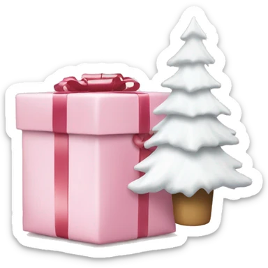 Light pink Christmas gifts under a white Christmas tree  sticker