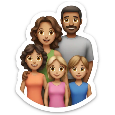 a family with a man, a woman,one boy and two girls sticker