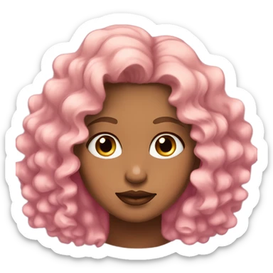 tan girl with curly hair brown eyes and pink medium lips sticker