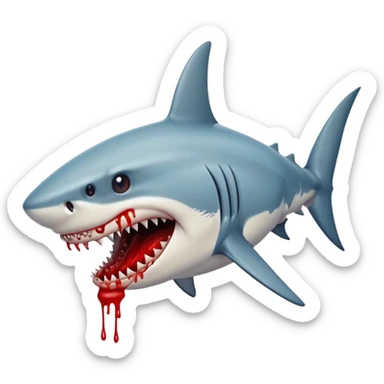 Scary creepy shark with blood dripping in its mouth sticker