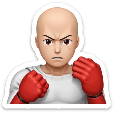 Angry Saitama with his red giant hand punching (just punch), no-face sticker