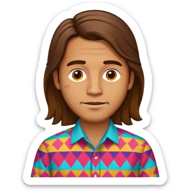 man in hippies type sticker