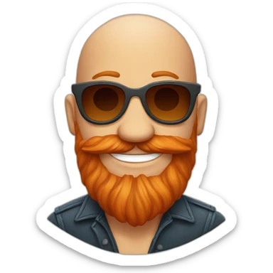 smiling rocking bald red beard men with sun glasses sticker