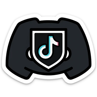 Discord role icon inspired by the TikTok logo, using TikTok's signature colors black white cyan and pink, modern and visually appealing, suitable for Discord roles sticker