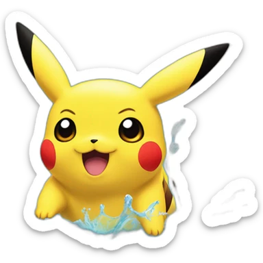 Pikachu qui crache de l'eau sticker
