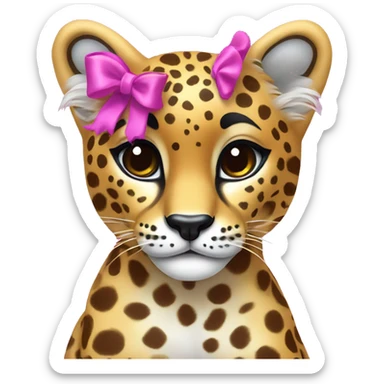 Lisa frank vibe cheetah with big brown bow sticker