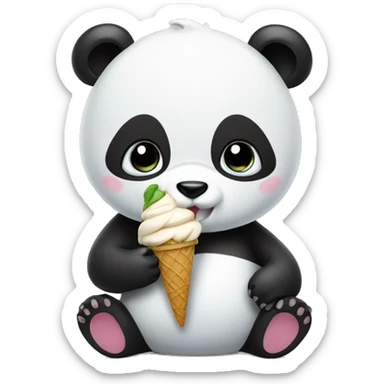 Panda eating ice cream sticker