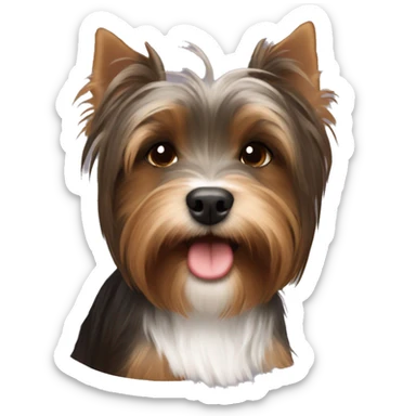Deep Brown and white Yorkshire Terrier Kissing brown hair Girl smile  sticker