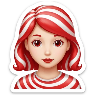 girl with hair made out of candy peppermint sticker