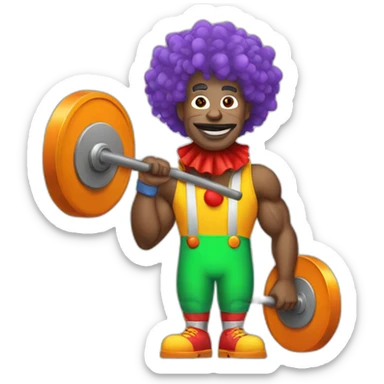 Wheight lifter with clown costume sticker
