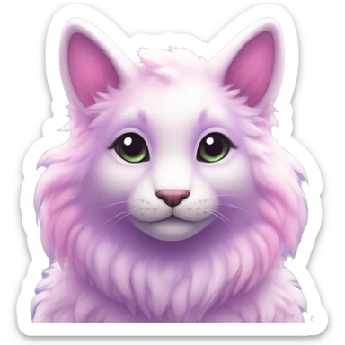 Kawaii cute colorful bright light pastel lilac-pink-white-gradient fantasy ethereal anthro fursona animal creature sticker