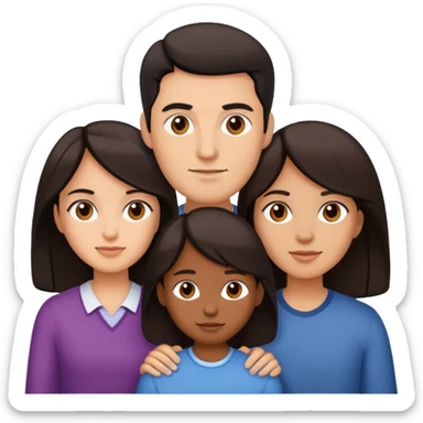 dad, mom and 2 sons, black hair sticker