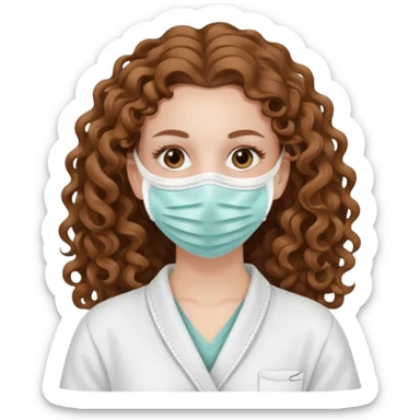 pale white girl with long brown curly hair spa day sticker