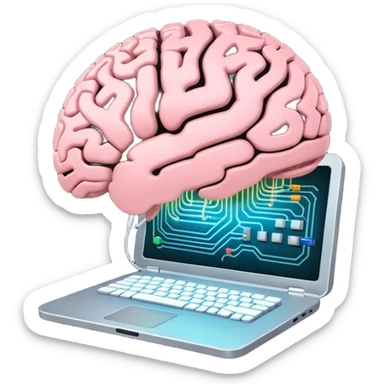 A brain inside a computer symbolizing AI sticker