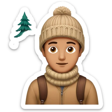 man in outdoor wither clothes and knited hat sticker