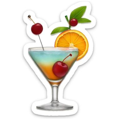Cocktail garnished with an orange and a cherry sticker