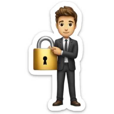 Classy young man struggling to get a key into a lock sticker