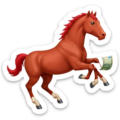 red horse agressive running money euros bills sticker