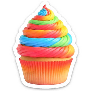 rainbow cupcake with swirled frosting sticker