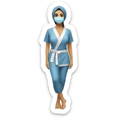 Beautiful Armenian girl with face mask spa beauty full body relaxing sticker