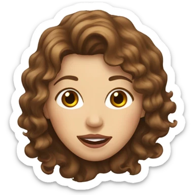 White woman with wavy brown hair sticking tongue out sticker