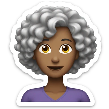 Caucasian women with curly gray hair heavy lifting sticker