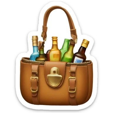purse with liquor bottles inside sticker