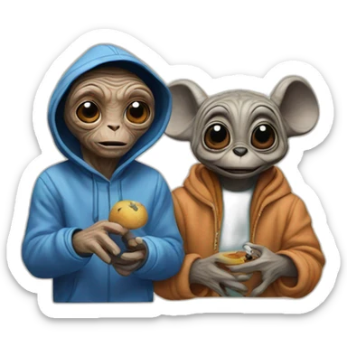 E. T and mickey  sticker