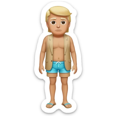 full body Trump standing in beach outfit sticker