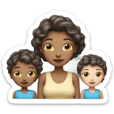 a  mother with white skin an  three white skin children children sticker