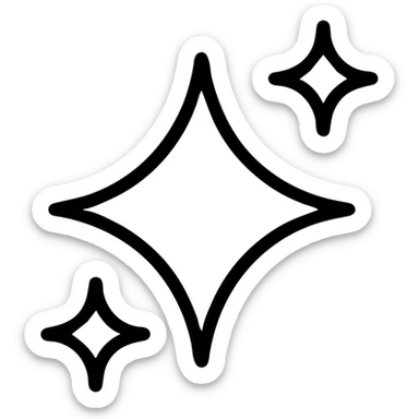 sparkles outlined icon with black lines no fill sticker