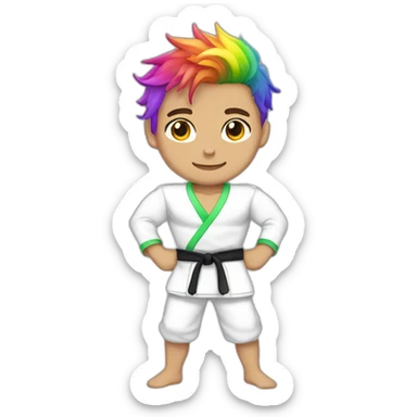 posh-muscle-boy-with-judogi-and-rainbow-hair sticker