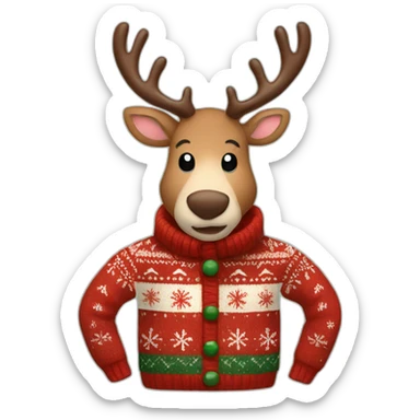 reindeer in a Christmas sweater sticker