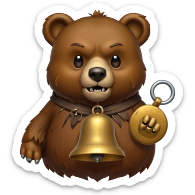 evil bear with bell sticker