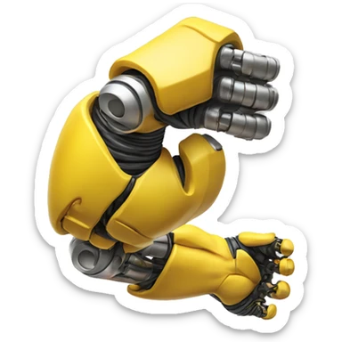 Flexing yellow mechanical cyborg bicep with shocks attached to arm sticker