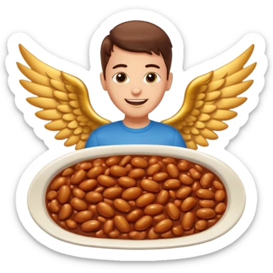 Create baked beans with wings on them with teenager boys people’s faces on them  sticker