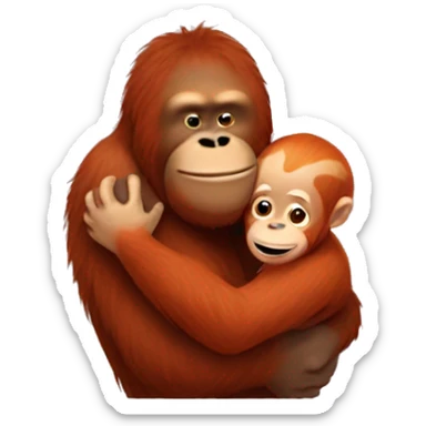 Orangutan hugging a ginger man  sticker