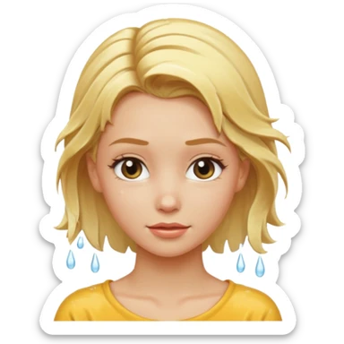 blonde girl with hair up out of shower sticker