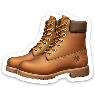 Unlaced pair of timberland boots on shelf sticker